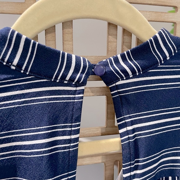 Navy Blue Striped Jumpsuit - Picture 7 of 8